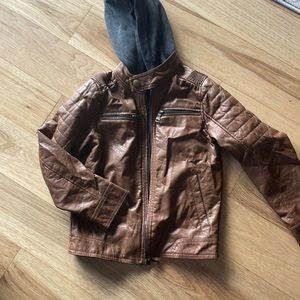 Boys Urban Republic Faux Leather Bomber Jacket with hood